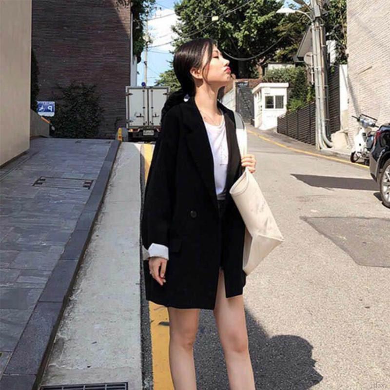 Áo Khoác Tay Dài Màu Trơn Phong Cách Hàn Quốc