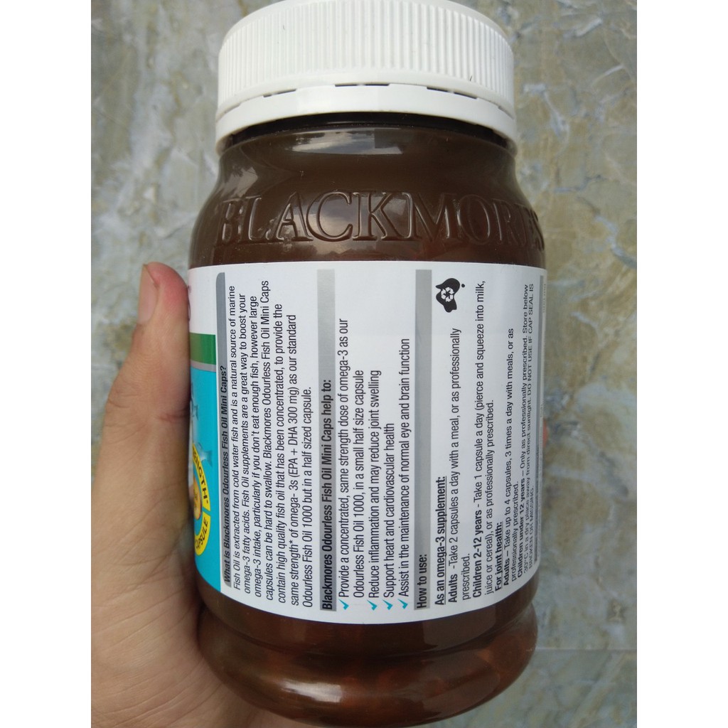 Dầu cá không mùi Blackmores Odourless Fish Oil 400 Viên Mini Capsules