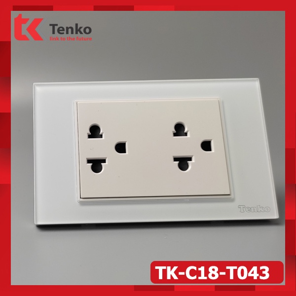 [Giá Sỉ C18]Ổ Cắm Đôi 3 Chấu Âm Tường đa năng Mặt KÍNH CƯỜNG LỰC cao cấp TENKO Thương Hiệu Nhật TK-C