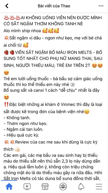 Kẹo sắt ngậm Iron Melts Úc vị dâu hộp 50v