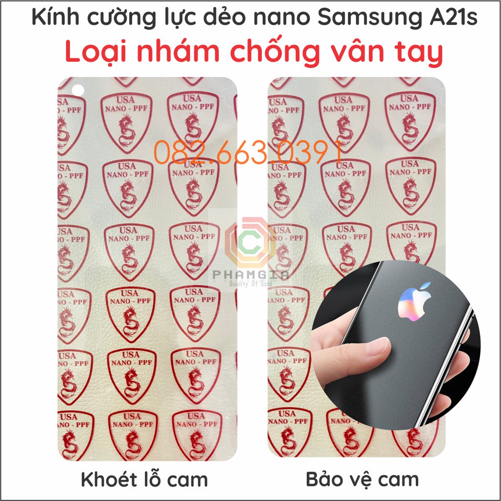 Dán cường lực Samsung A21S nano dẻo siêu đẹp siêu bền
