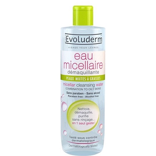 Nước tẩy trang Evoluderm Eau Micellar Cleansing Water Combination To Oily Skins - dành cho da hỗn hợp đến da nhờn 250ml