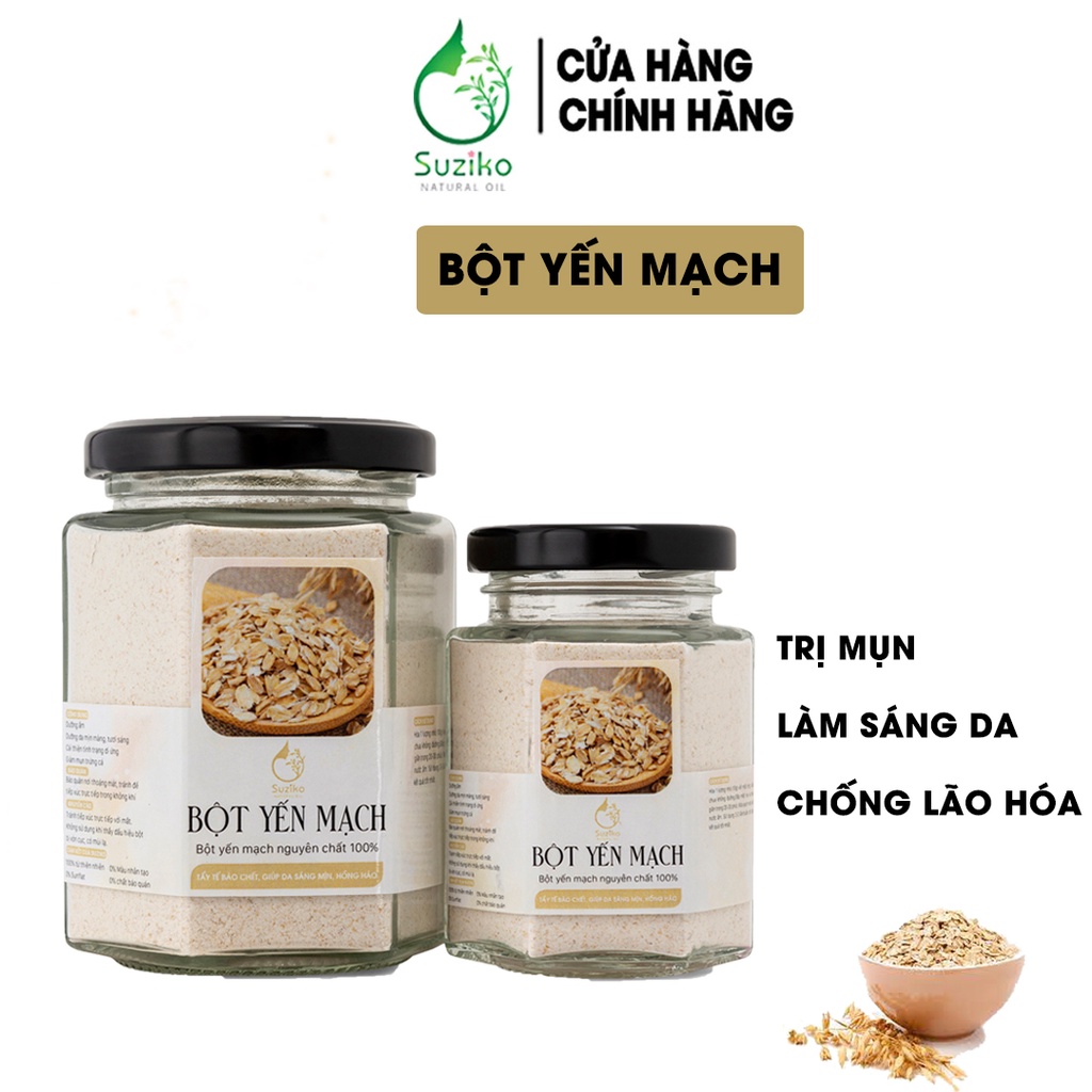 Bột Yến Mạch đắp mặt nạ hữu cơ SUZIKO nguyên chất 100G | 100% Organic