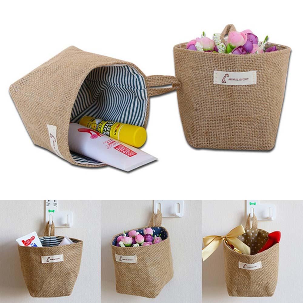 Giỏ Đựng Đồ Treo Tường Bằng Vải Lanh Cotton Trang Trí Nhà Cửa