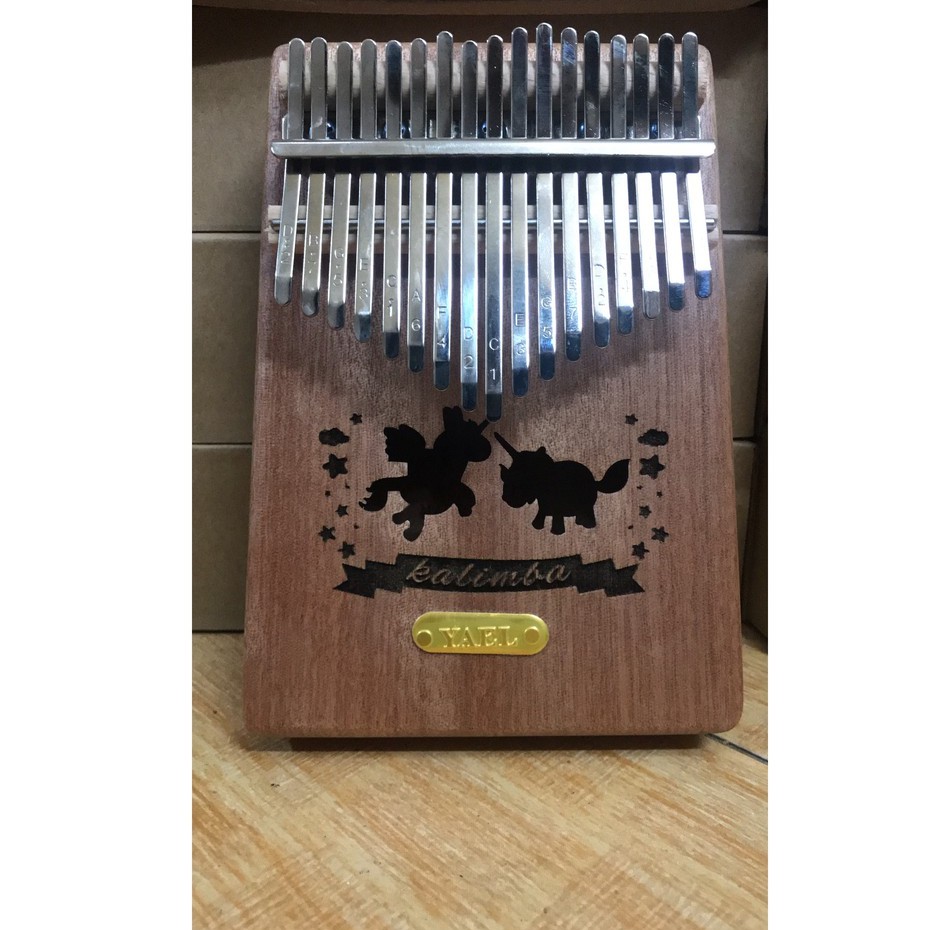 Đàn Kalimba 17 phím Gỗ Mahogany mẫu gỗ chữ khắc sẵn nốt trên phím - Thumb Piano 17 keys - HÀNG CÓ SẴN