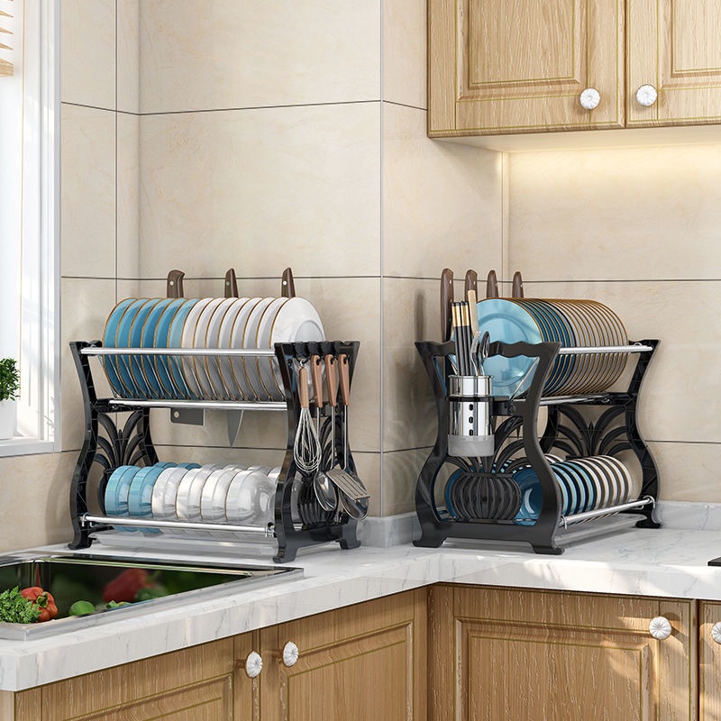 Tủ thoát nước nhà bếp có nắp để đặt hộp ◙◕Kệ bếp inox 304 chậu rửa bát giá phơi đĩa đa năng đựng đũa thoát nước mặt bàn