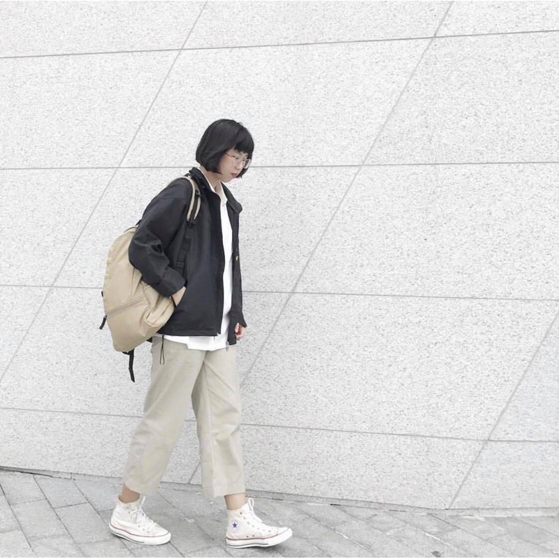 Quần Culottes Suông Kaki Basic/Quần Tây Ống Suông Ảnh Thật