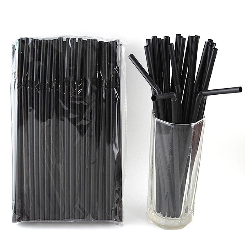 Ống Hút Cà phê Bẻ Cong Đen F6 gói 80 cái-  ống hút Cafe bẻ cong 360 độ