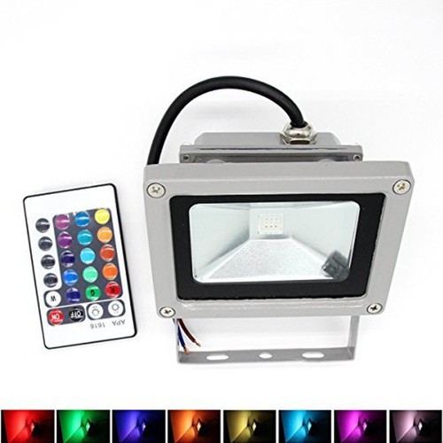Đèn pha led 10W RGB đổi màu tự động có remote