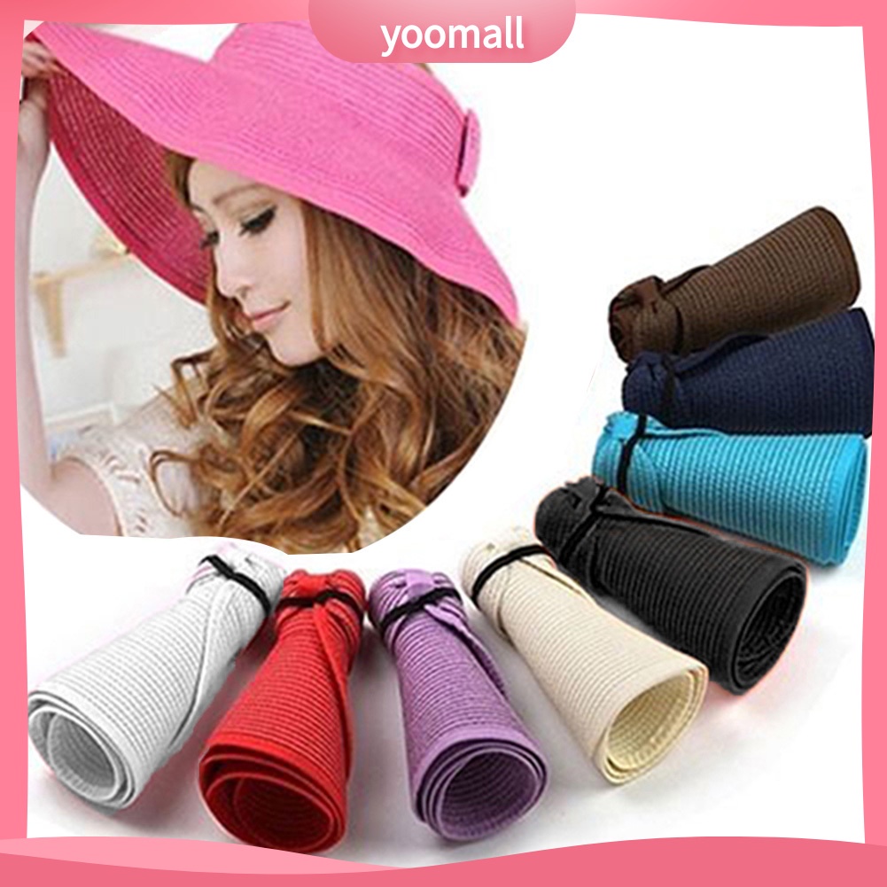 Nón Vành Rộng Đan Rơm Chống Nắng Mùa Hè Có Thể Gấp Gọn Cho Nữ