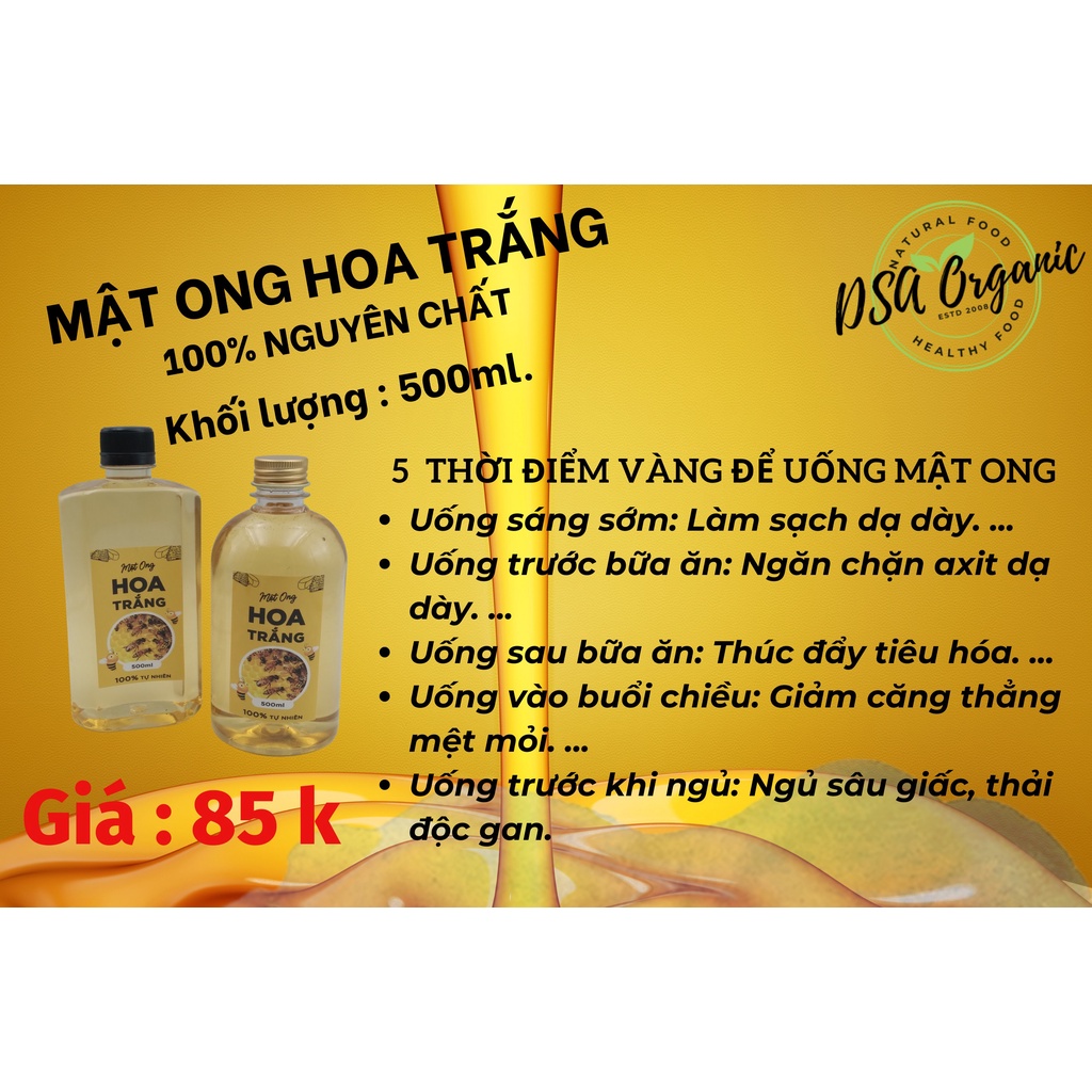 [Bao đổi trả] Mật ong hoa trắng 100% tự nhiên - Nông sản sạch Tây Nguyên - Cam kết mật ong nguyên chất