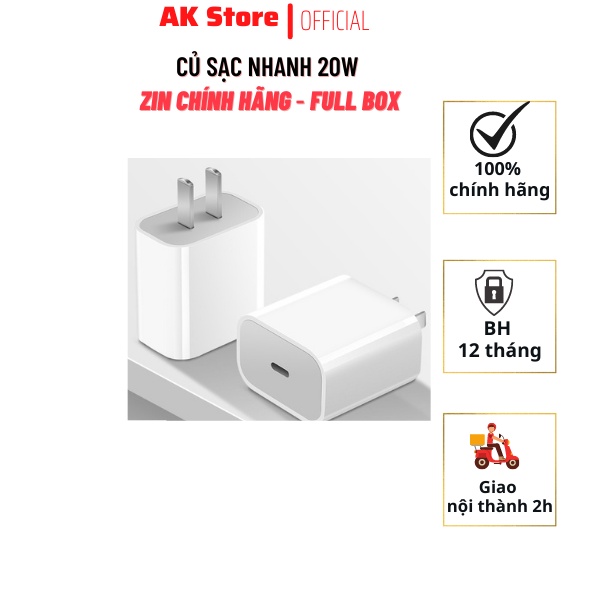 Củ Sạc Nhanh 20w iPhone Chính Hãng APPLE Fullbox