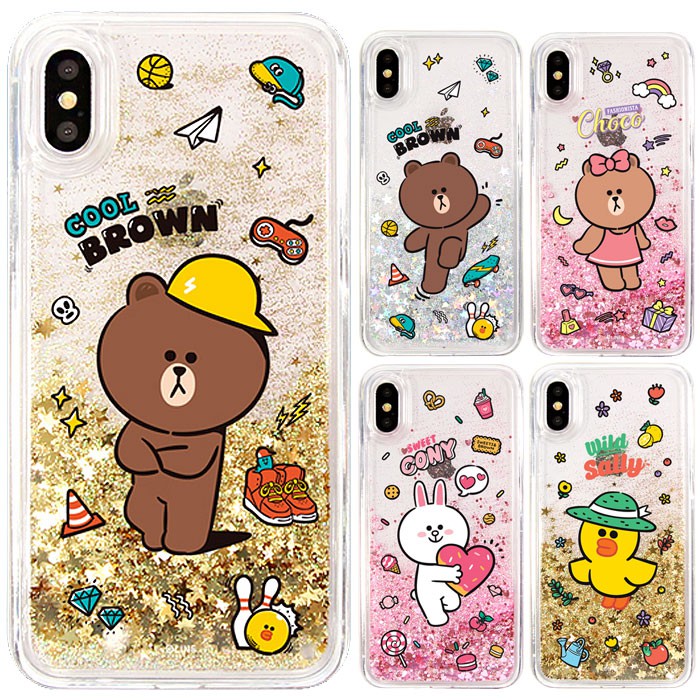 Ốp lưng nước chảy gấu brown thỏ cony OI3 điện thoại kim tuyến nhũ