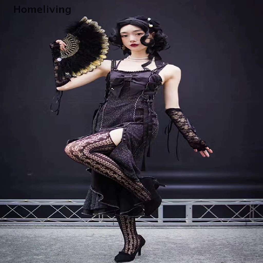 Quạt Xếp Phối Lông Vũ Phong Cách Lolita Gothic