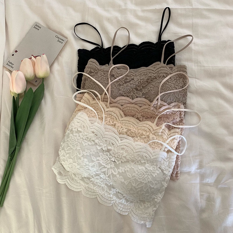 Áo kiểu croptop XIAOZHAINV hai dây phối ren 5 màu sắc tùy chọn quyến rũ cho nữ