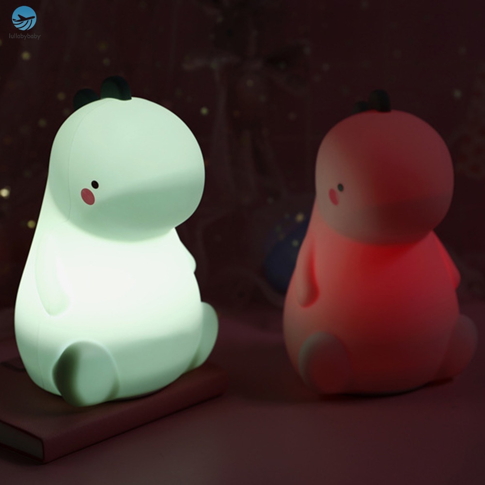 Silicone Đèn Ngủ Led Hình Khủng Long Cảm Ứng Thay Đổi Màu Sắc Có Thể Sạc Lại Dành Cho Bé