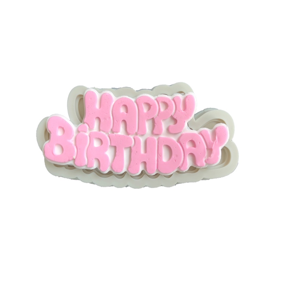 Khuôn silicon chữ Happy Birthday 7cm  làm bánh rau câu 3D 4D nhấn xôi, fondant, socola, nến hanmade