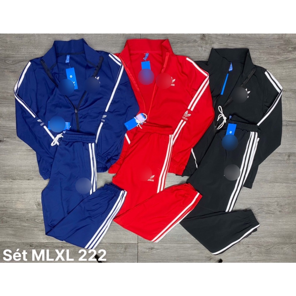 Bộ thể thao nam nữ thu đông bao gồm áo dài tay khóa kéo và quần dài ống bo có túi logo thêu BD127