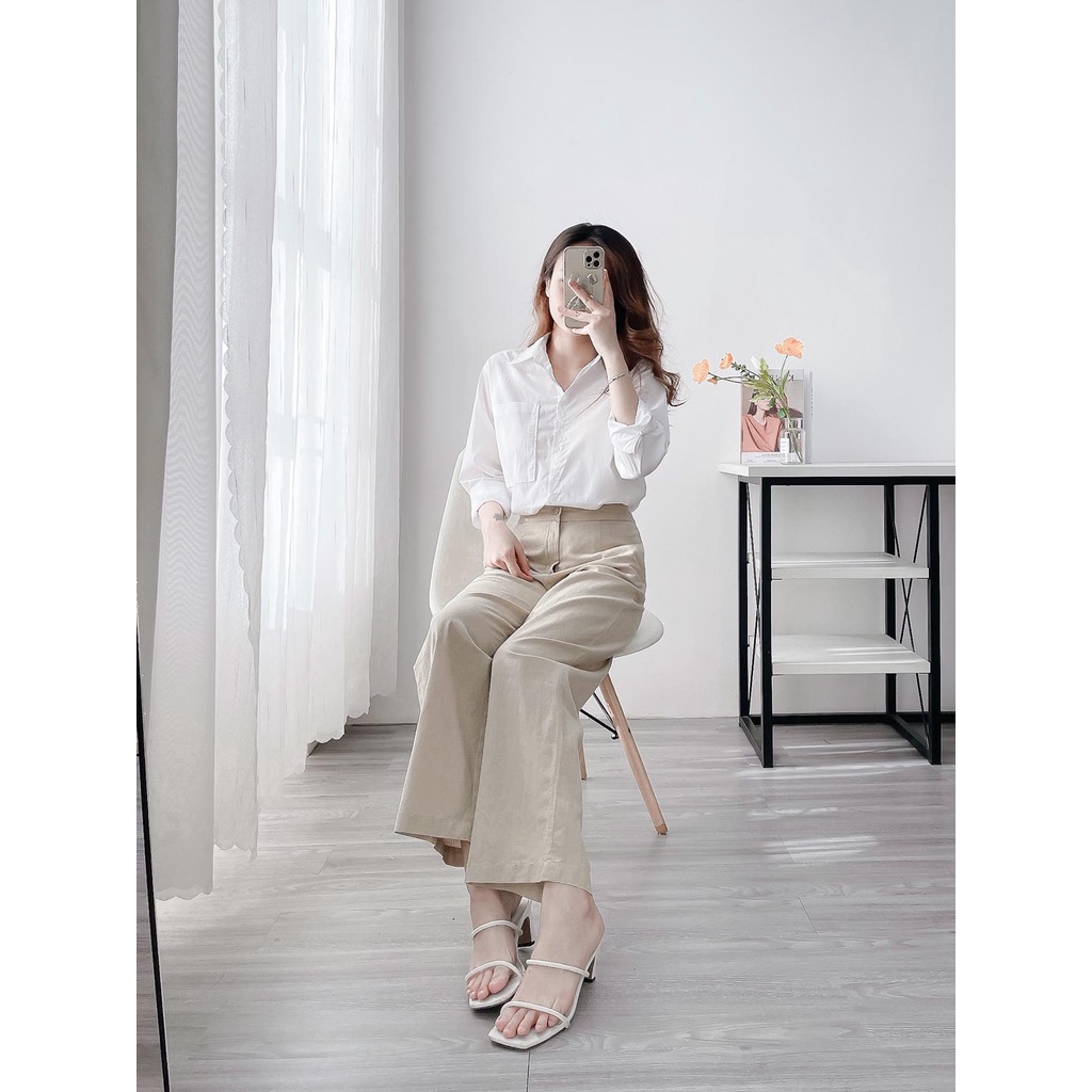 SWANLAKE | Áo Sơ Mi Nữ Phom Rộng, Chất Liệu Cotton 100% Mát Mẻ, Kiểu Dáng Trẻ Trung - MÃ: A10126LW01