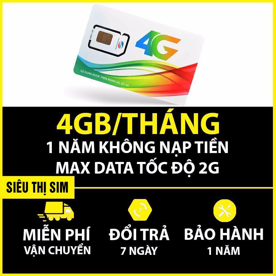 Sim Data 4G Viettel D500 (4GB/Tháng) - Trọn Gói 1 Năm Không Nạp Tiền