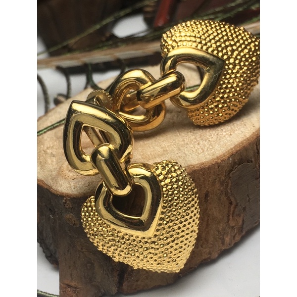 Bông tai kẹp vặn vintage trái tim kiểu tay nắm gõ cửa