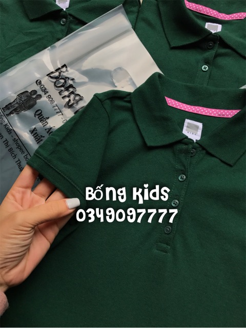Áo Polo Bé Gái Xanh Rêu