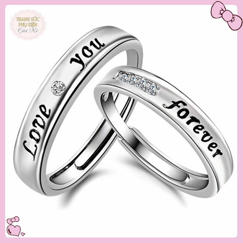 Nhẫn đôi điều chỉnh size tùy ý LOVE YOU - FOREVER cực xinh S925 NC09