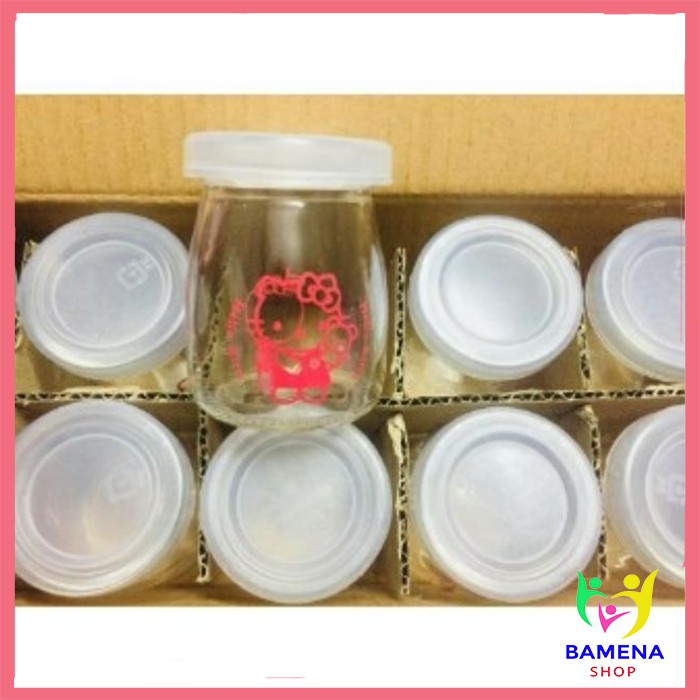 combo 12 hũ thủy tinh làm sữa chua hello kitty