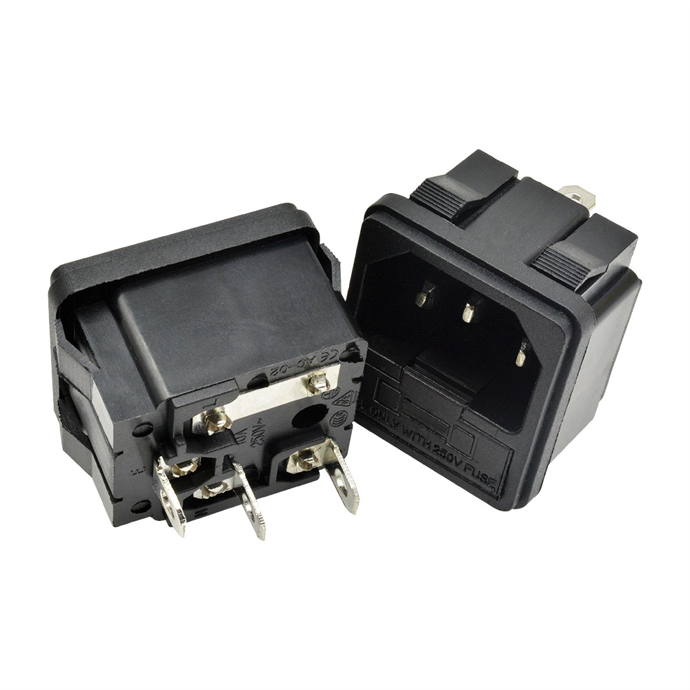 1 Ổ Cắm Điện 3 Đầu Nối Ac 250v 10a Iec320 C14 Male