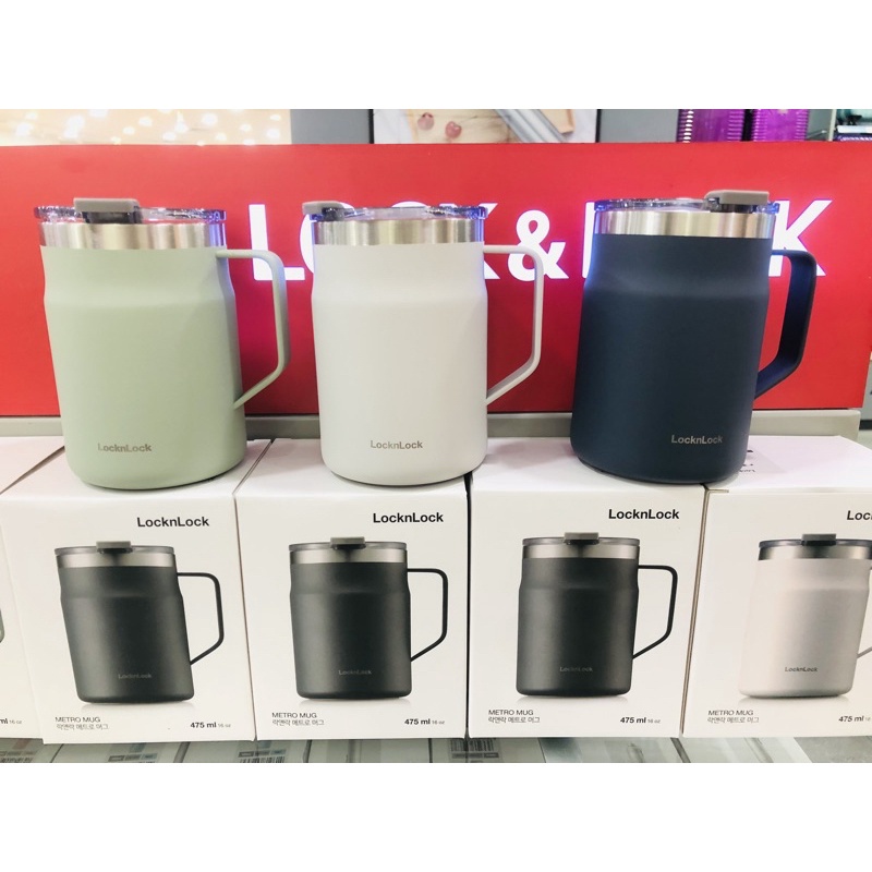 Cốc giữ nhiệt để bàn METRO MUG LHC4219 Lock&lock, dung tích 475ML, 3 màu pastel