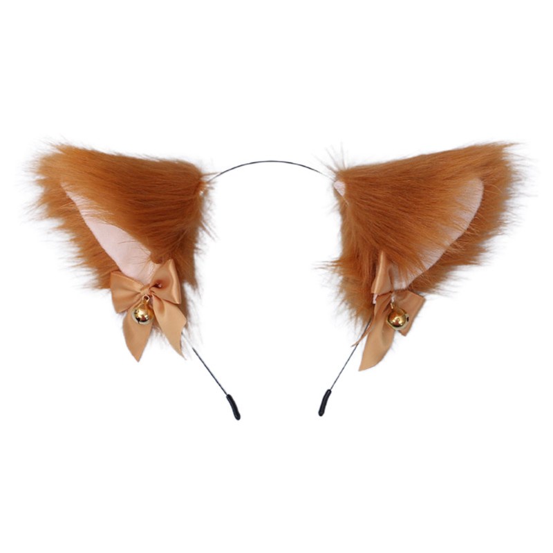 Cài tóc tai mèo bằng lông nhung gắn chuông đính nơ phong cách lolita anime thời trang cho nữ