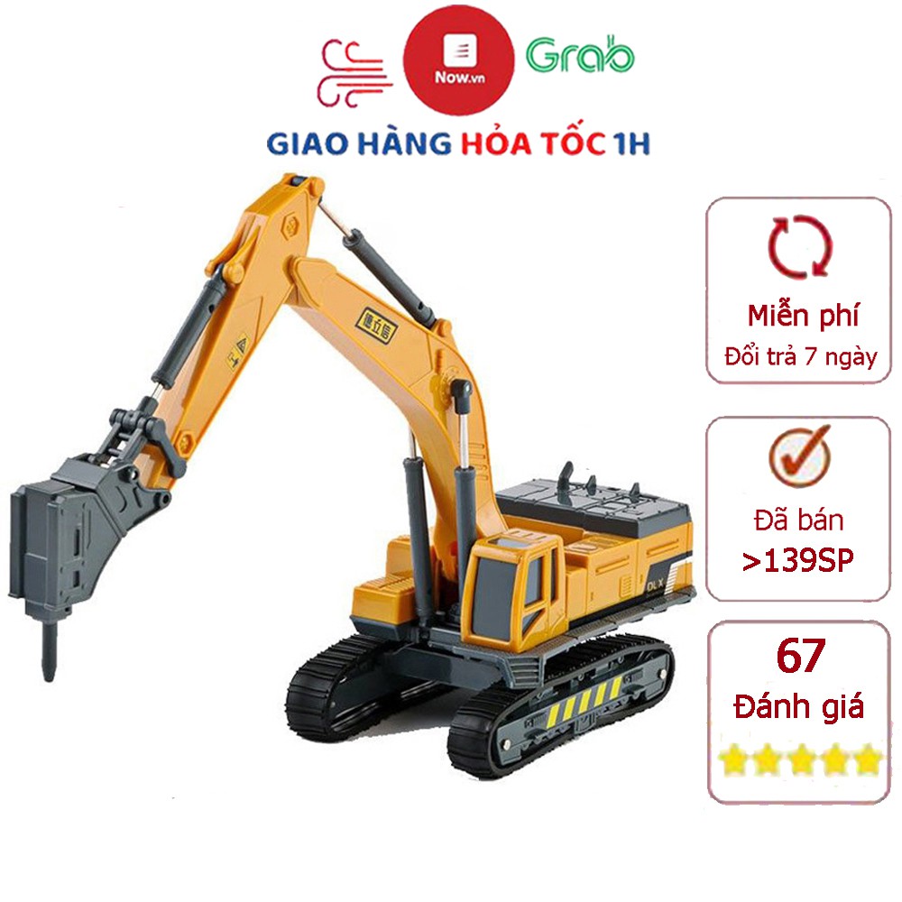 Đồ chơi mô hình cho bé xe đục phá bê tông mô phỏng chi tiết xe ngoài đời thực, với các khớp chuyển động