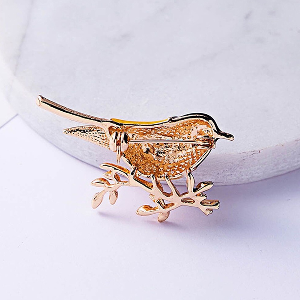 YOML✔Fashion Bird Branch Rhinestone Inlaid Brooch Pin Women Denim Jacket Collar Badge