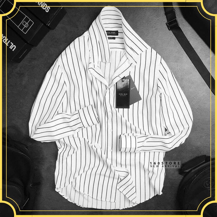 Áo sơ mi kẻ sọc nam, vải lụa cao cấp, dáng ôm body, trẻ trung cá tính - SMKS