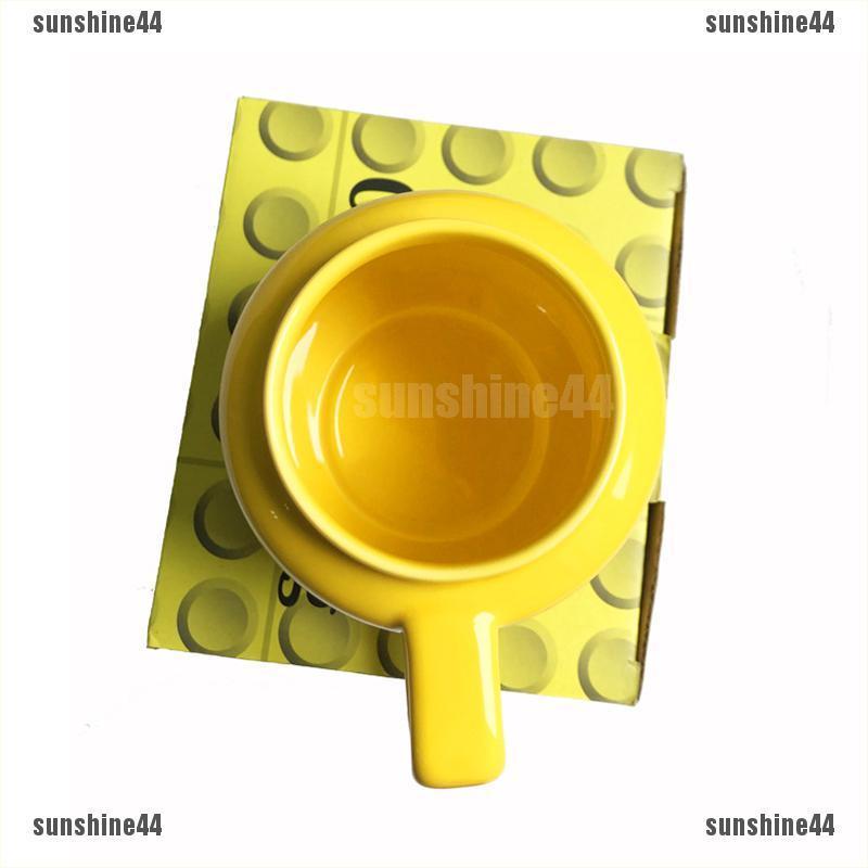 （sunshine44）250ml Yellow Ceramic Mug Smile Expression Cartoon Coffee Milk Tea Cup