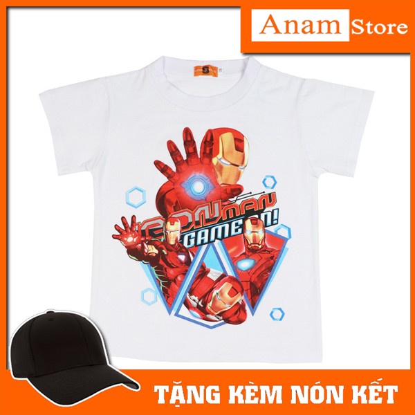 Áo thun trẻ em Iron Nam, Tặng Kèm nón kết, Có size Người Lớn, Anam Store