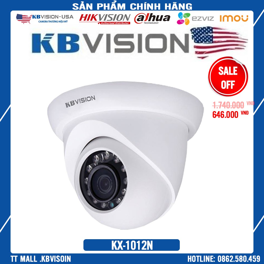 {Giá HỦY DIỆT} Camera IP KBVISION KX-1012N dome hồng ngoại 1.0 Megapixel HD - Bảo hành chính hãng 2 năm