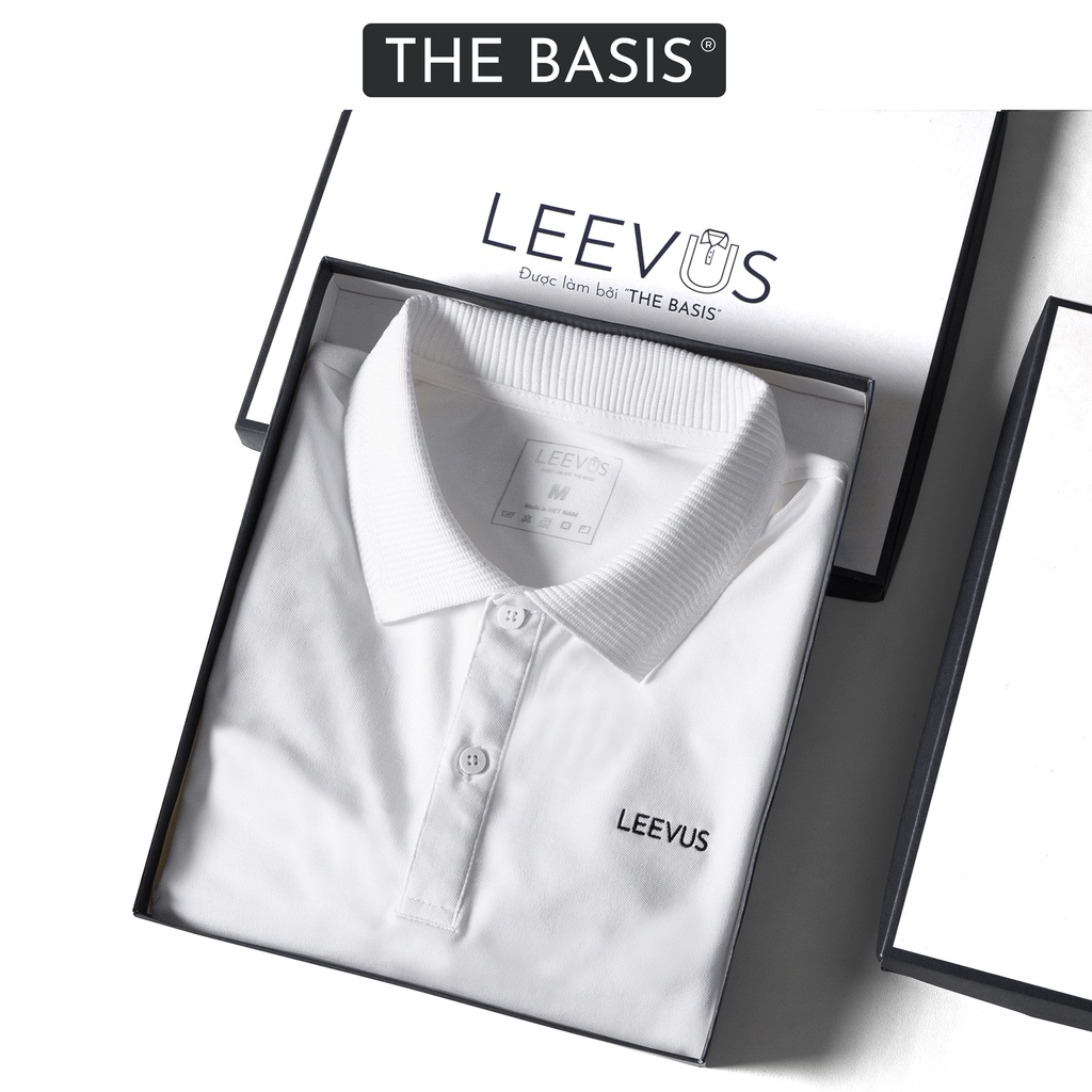 Áo Polo nam có cổ DASA LEEVUS màu trắng, thêu logo, vải CVC cá sấu, form regular APL23