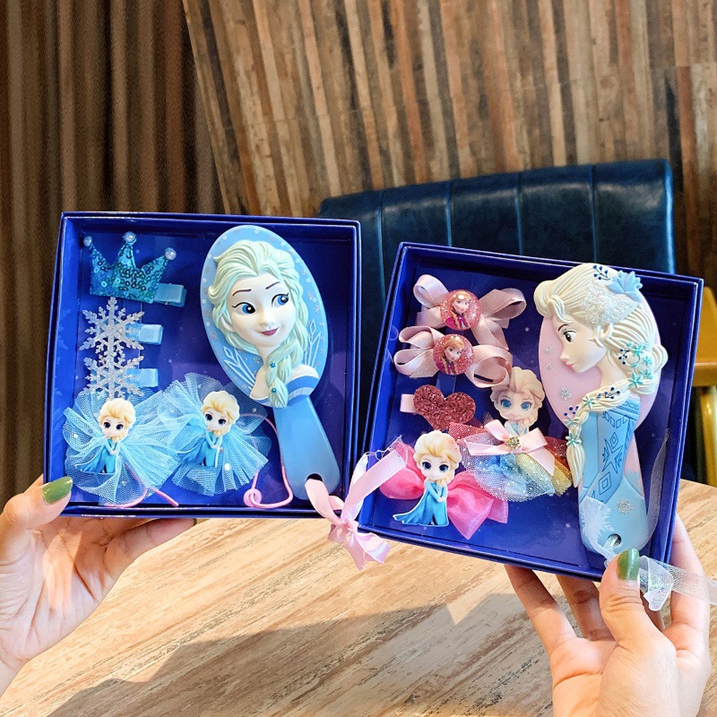 Set 6 Kẹp Tóc Công Chúa Elsa Co Giãn Nhiều Màu Sắc Phong Cách Hoạt Hình Cho Bé Gái