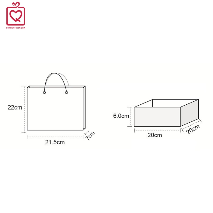 Hộp đựng quà vuông vân đá trắng Thank You kèm túi quà 20x20cm phù hợp nhiều đối tượng