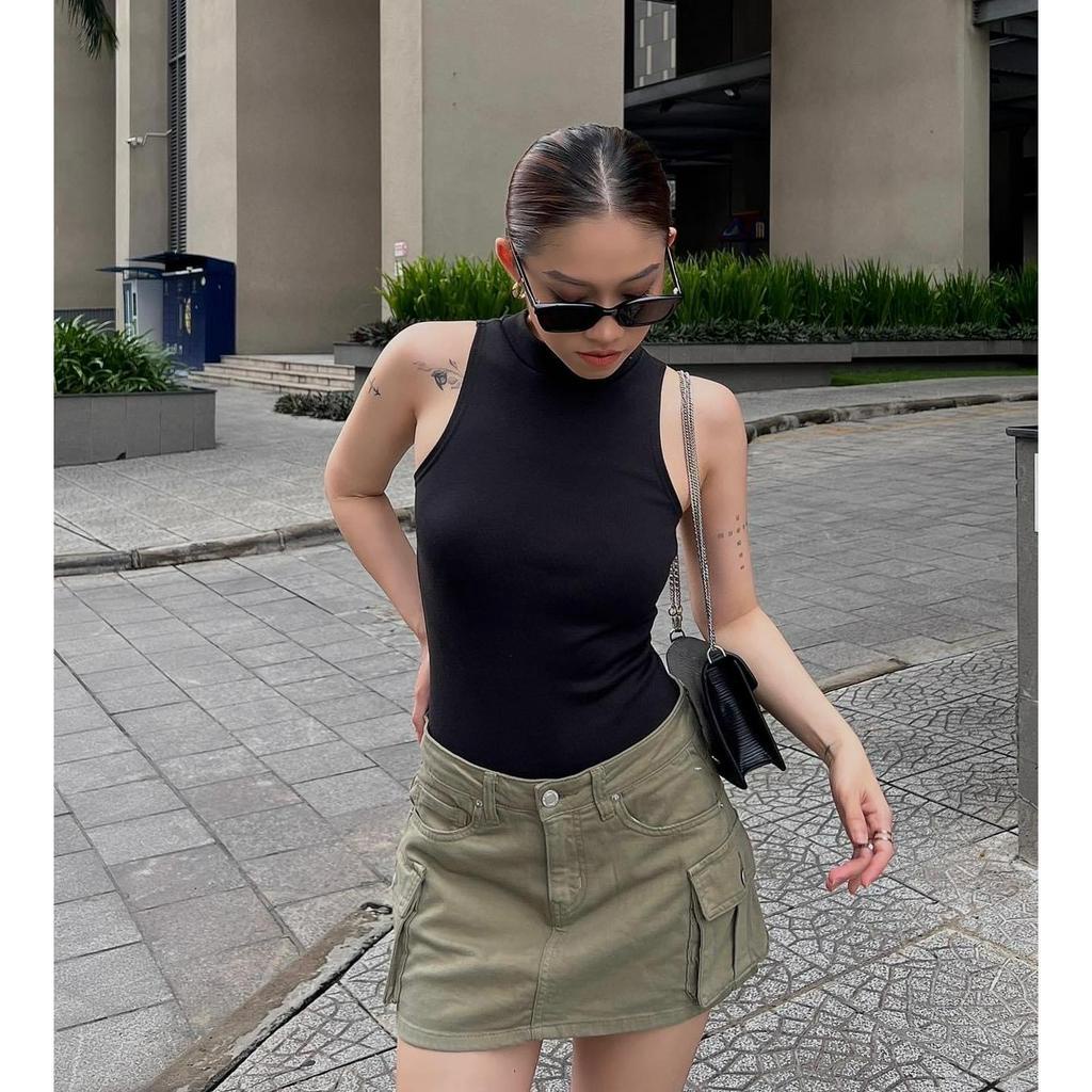 Chân váy túi hộp Y2K cạp thấp mẫu mới Sofm Wear, váy túi vuông trước