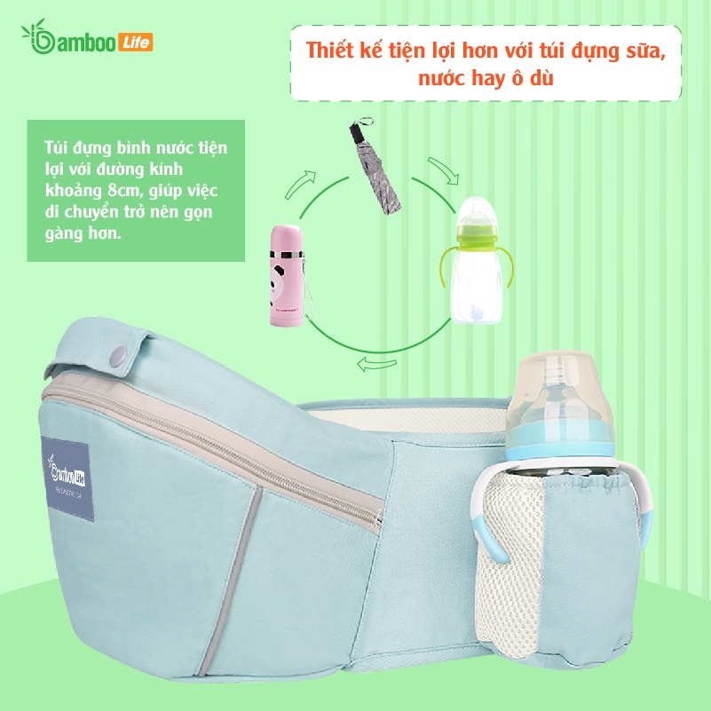 Địu em bé Bamboo Life BL031 nhiều tư thế cho bé trợ lực, đa chức năng có ghế chống gù siêu nhẹ cho trẻ em