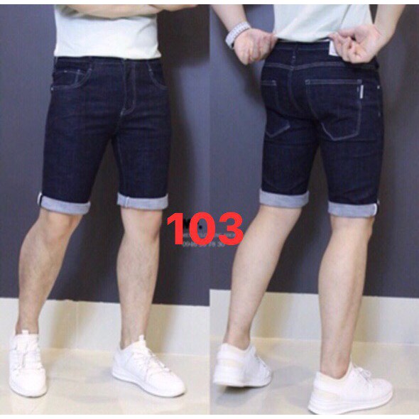 QUẦN SHORT JEAN NAM MÀU XANH TRƠN CHẤT CO GIÃN HÀNG XỊN BÁN SHOP MS5