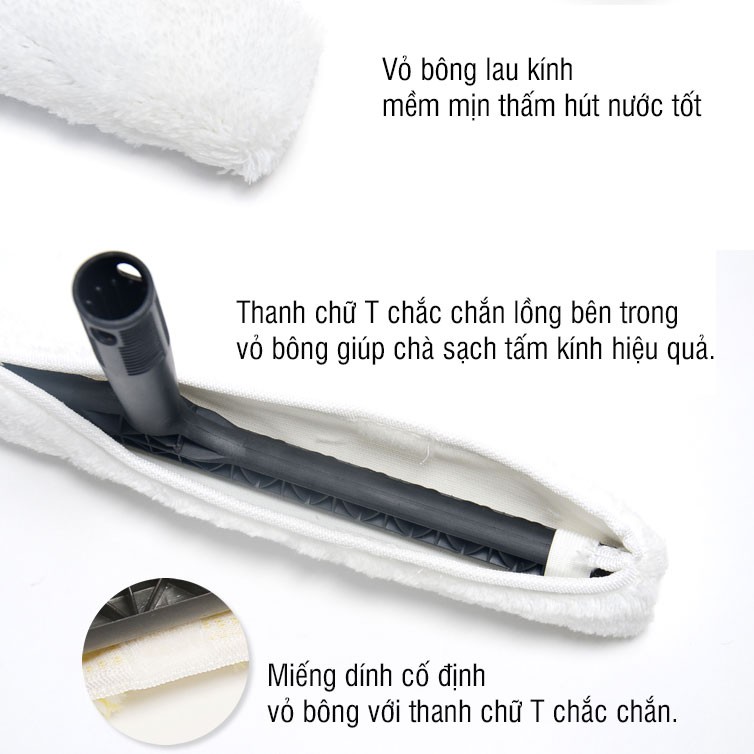 Cây lau kính cán dài 1,2m Kitimop-A2 hàng chuyên dụng dùng bền và hiệu quả