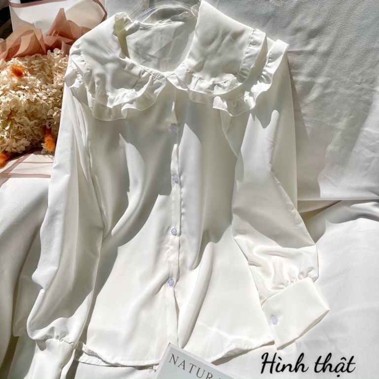 Áo sơ mi cổ viền bèo tay dài bo - S2U