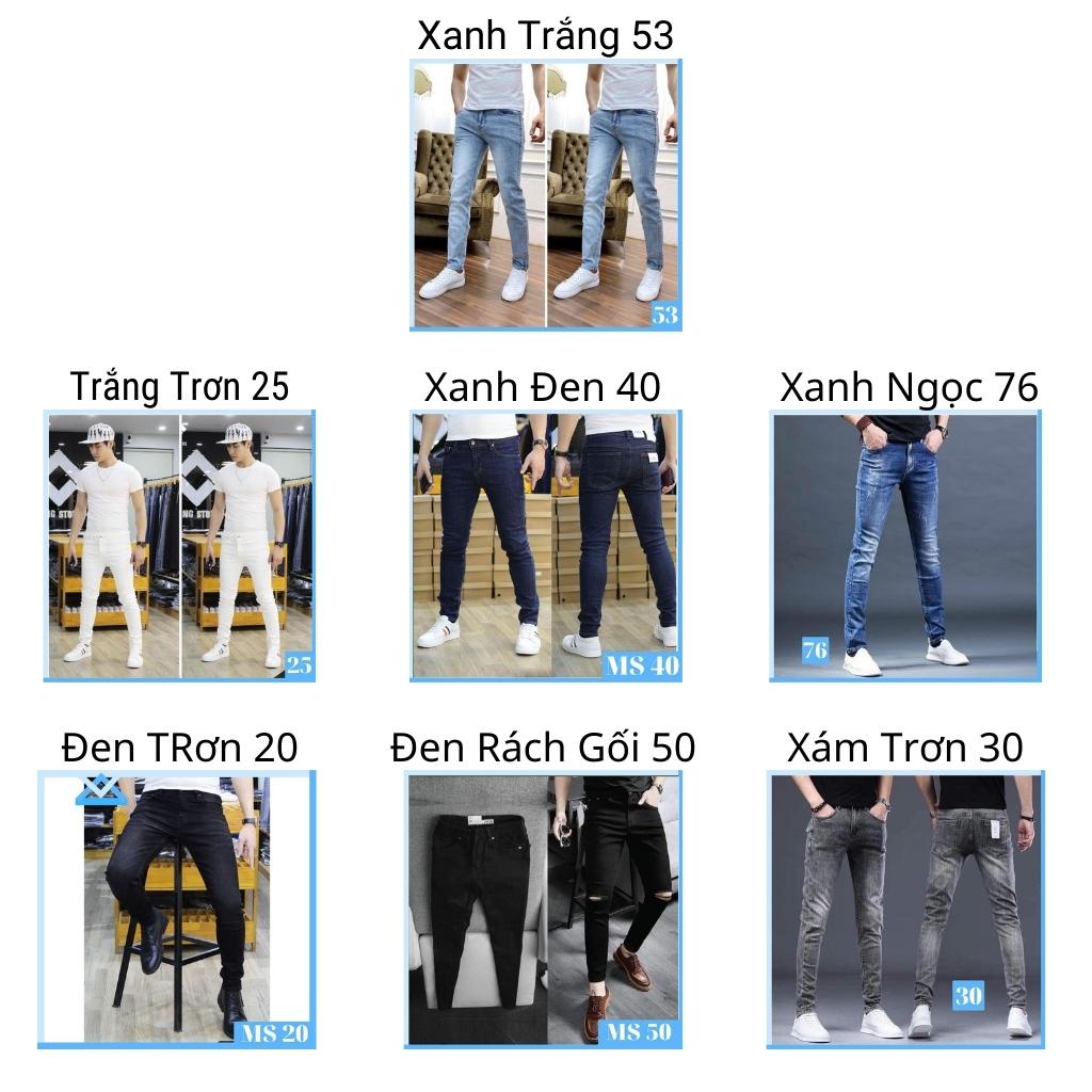 Quần jean nam xanh trắng không rách gối chất bò cao cấp co dãn 4 chiều đẹp from dáng rin skinny YuMy JM338