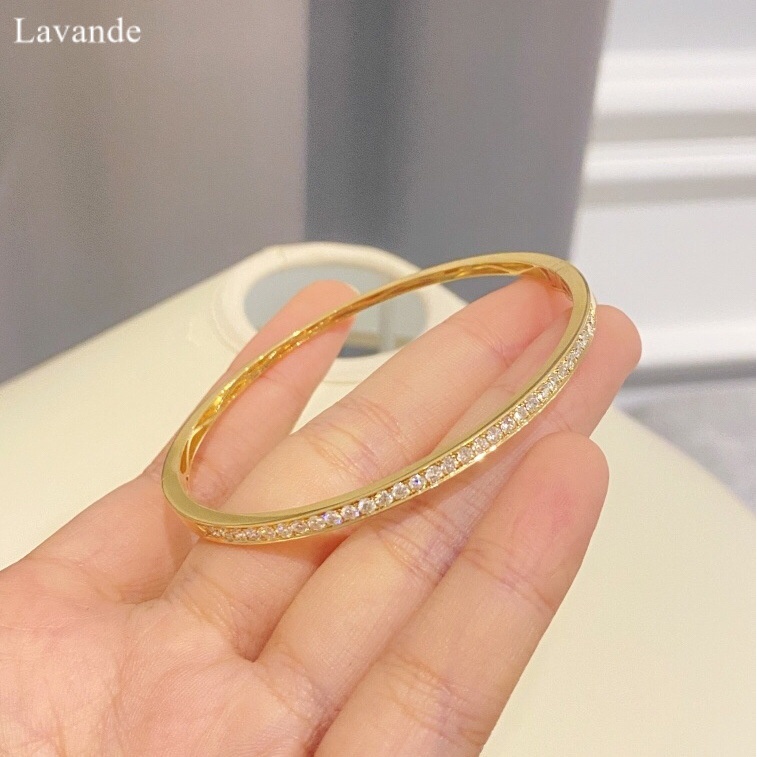 Vòng Tay Cặp Đôi Bằng Thép Titan Đính Kim Cương Nhẹ Cao Cấp Không Phai Khóa Mạ Vàng Thời Trang Đơn Giản U1V1T