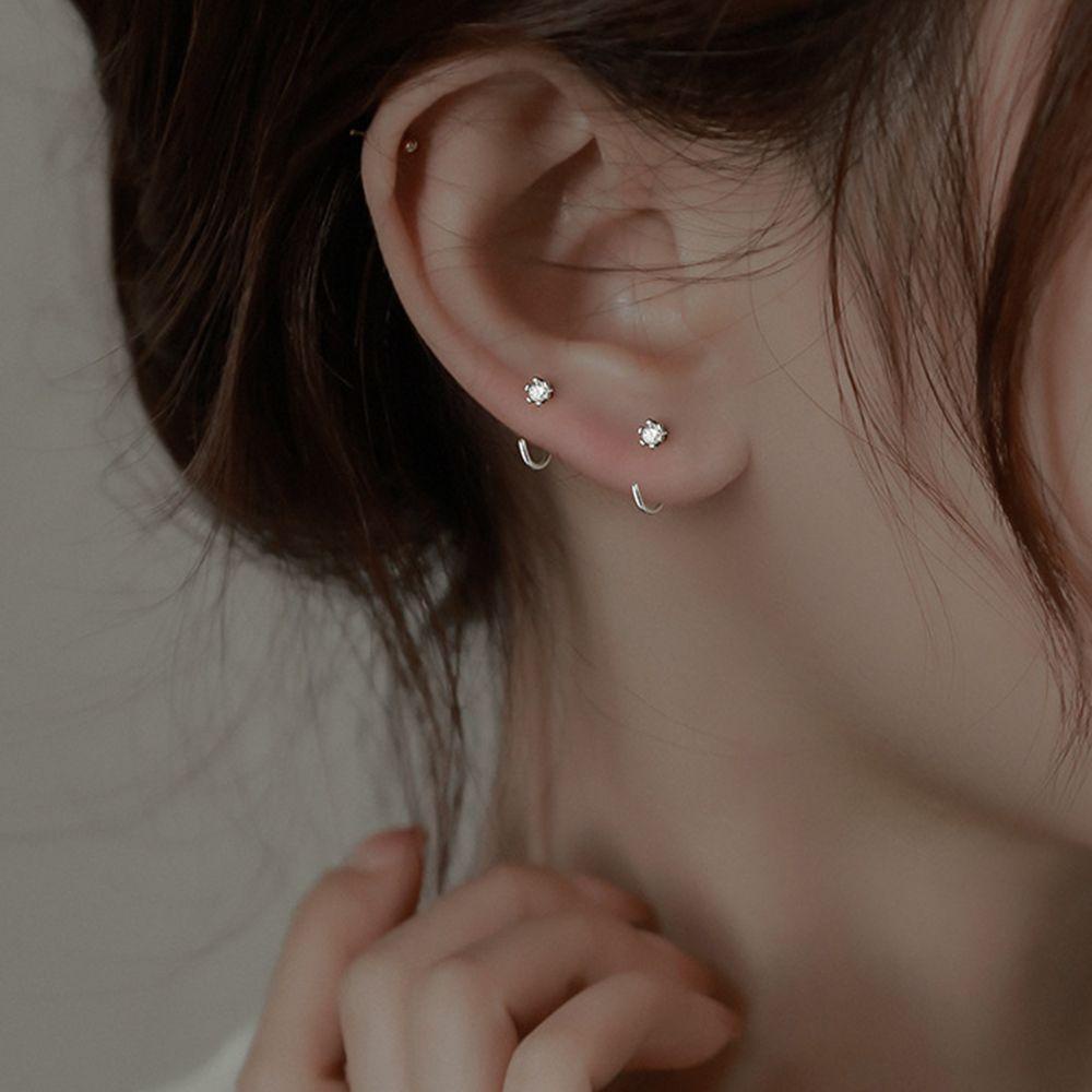 MXGOODS Bông Tai Mạ Bạc 925 Hình Xoắn Ốc Phong Cách Hàn Quốc Thời Trang Cho Nữ