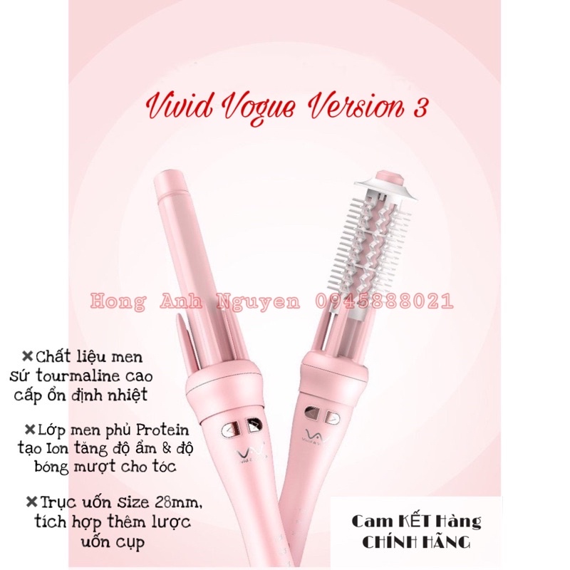 MÁY UỐN XOĂN TỰ ĐỘNG VIVID VERSION 3 thêm chức năng chỉnh nhiệt, uốn cụp 1 NĂM