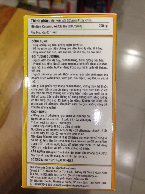 Viên sủi Scurma Fizzy-từ tinh bột nghệ